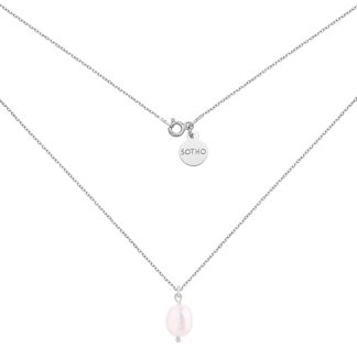 Srebrny naszyjnik z naturalną perłą : Długość - 45 cm