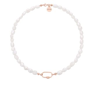 Naszyjnik z pereł naturalnych z ozdobnym zapięciem z różowego złota