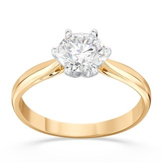Pierścionek z brylantem certyfikowanym 1,0ct G/Si1 z żółtego i białego złota AP-66-1,0/ZB