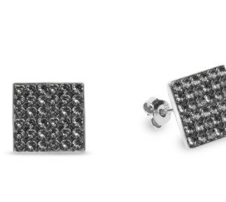 Kolczyki srebrne swarovski kingdom studs w kolorze silver night.