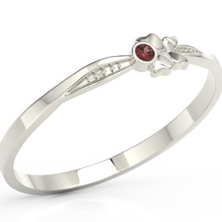 Pierścionek motylek z białego złota z czerwoną cyrkonią BP-89B-C