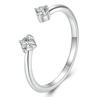 Srebrny delikatny regulowany pierścionek z dwoma Moissanitami 0,1 ct srebro 925
