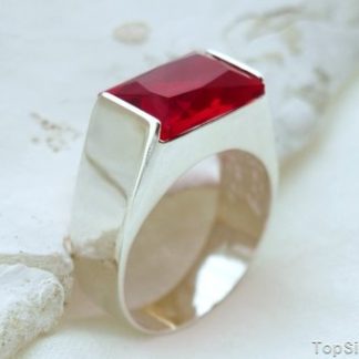 CHENAI - srebrny sygnet z rubinem