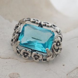 SIDE - srebrna broszka z akwamarynem