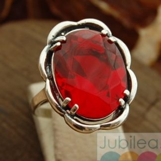 FABIOLA - srebrny pierścień z rubinem