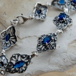 BRESCA - srebrna bransoletka z szafirem