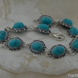 NEBBIA - srebrna bransoletka z turkusami