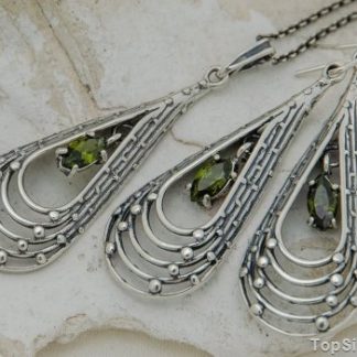 OLIVIA - srebrny komplet z oliwinem