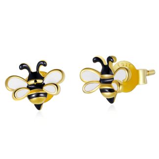 Pozłacane pszczółki srebrne kolczyki sztyfty srebro 925