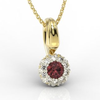 Wisiorek z żółtego i białego złota APW-42ZB z granatem i diamentami.