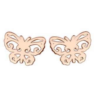 Kolczyki z ażurowymi motylkami w różowym złocie