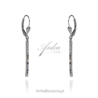 Kolczyki srebrne z kolorowymi cyrkoniami i tyrkusami