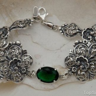 LIGURIA - srebrna bransoleta ze szmaragdem