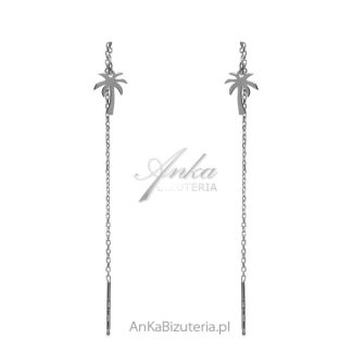 Kolczyki srebrne   przeciągane palmy