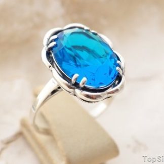 HARIET - srebrny pierścionek z akwamarynem