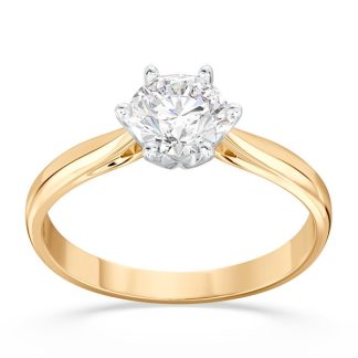 Pierścionek z brylantem certyfikowanym 0,70ct F/VVS1 z żółtego i białego złota AP-6670ZB