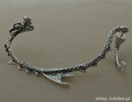 NAUSZNICA SMOK - dragon srebrny kolczyk