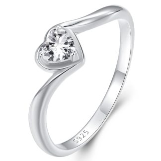 Srebrny pierścionek z Moissanitem w kształcie serca 0,3 ct srebro 925 R14