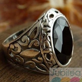 LEON - srebrny pierscień, sygnet z onyksem