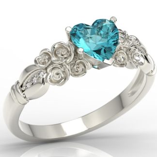 Pierścionek z białego złota z topazem Swarovski Ice Blue i diamentami AP-52B