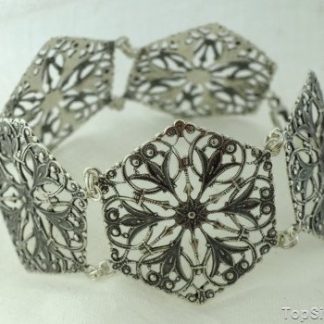 ANDALUZJA - srebrna szeroka ażurowa bransoleta