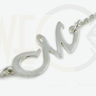 Zestaw srebrny- Naszyjnik z imieniem i bransoletka z pierwszą literą imienia - WEC-S-ZES-IM-2