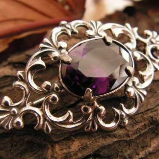VIOLET - srebrna broszka z ametystem
