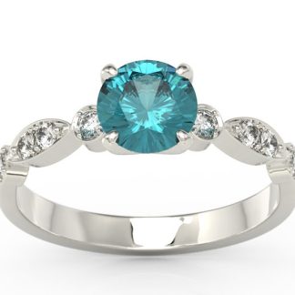 Pierścionek z białego złota z zirconem i brylantami BP-9380B