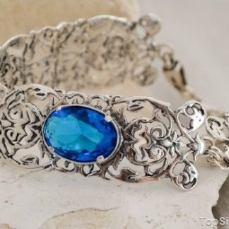 CASABLANCA - srebrna bransoletka z akwamarynem