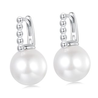 Srebrne bigle zamykane z perłami kolczyki srebro 925