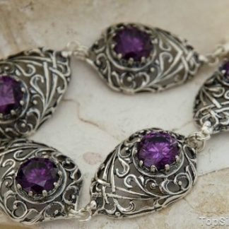 BURMA - srebrna bransoletka z ametystem