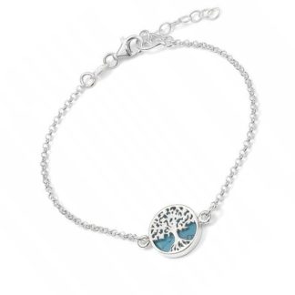 Bransoletka srebrna z turkusem dzrewko szczęścia