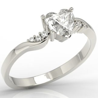 Pierścionek z białego złota z topazem Swarovski White i brylantami LP-70B