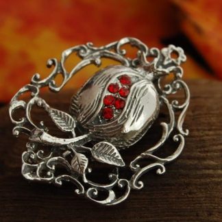 CZERWONY MAK - broszka z rubinami