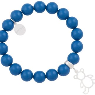 Kobaltowa bransoletka perły SWAROVSKI® ELEMENTS ze srebrnym misiem