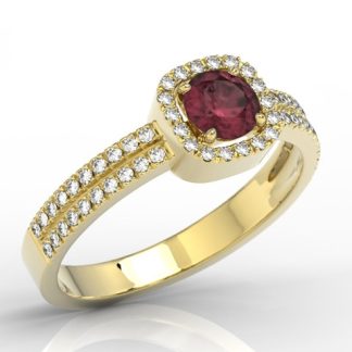 Pierścionek z żółtego złota z rubinem i diamentami BP-52Z