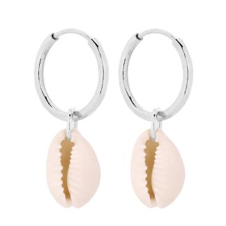 Srebrne kolczyki koła z muszelkami