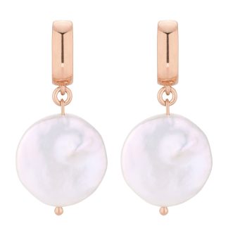 Kolczyki z różowego złota z dużymi płaskimi perłami