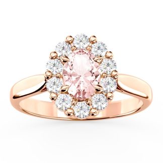Pierścionek z różowego złota z morganitem i diamentami BP-57P