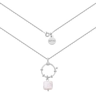 Srebrny naszyjnik z ozdobnym zapięciem i naturalną perłą : Długość - 45cm