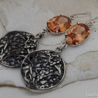 LANZI - srebrne kolczyki z topazem złocistym