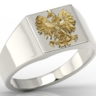 Sygnet z białego i żółtego złota z wizerunkiem orła SJ-24BZ