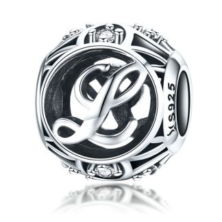 Literka L alfabet charms koralik srebro 925