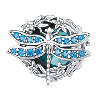 Kryształowa ważka srebrny charms koralik srebro 925 beads