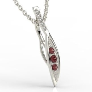 Wisiorek z białego złota z granatami i diamentami APW-97B