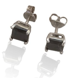 Kolczyki srebrne kwadraciki z czarnymi onyksami