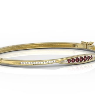 Bransoleta koło z brylantami i granatami wykonana z żółtego złota APBr-97Z-R