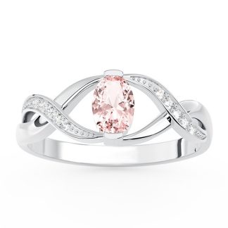 Pierścionek z białego złota z morganitem i brylantami AP-69B