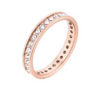 Obrączka z różowego złota z bezbarwnymi kryształami Preciosa : pierścionki - 16