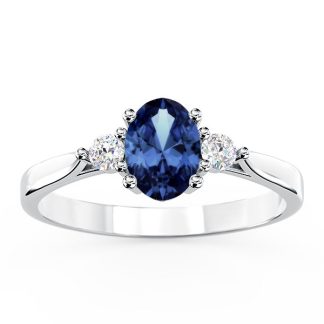 Pierścionek z białego złota z szafirem i brylantami AP-31B